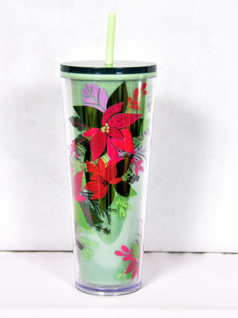 Starbucks Christmas 2021 Green Poinsettia 24oz Tumbler New